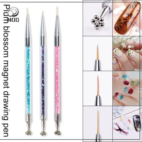 1pcs Nail Art Manicure Brushes Magnetic Pen Double Ended 8 Colors Dotting Painting Design Brush For Gel Nail Polish