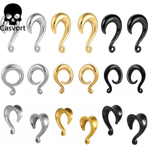 Casvort 10pcs/lot new jewelry all stainless steel ear piercing plug fashion ear hooks dangle strecher