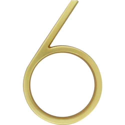 127mm Floating Modern House Number Satin Brass Door Home Address Numbers for House Digital Outdoor Sign Plates 5 Inch. #6