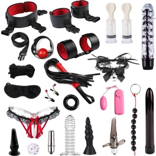 22Pcs/Set Women Sexy Lace-up Briefs Bondage Handcuffs Couple Sex Toys Tools sex toys for women