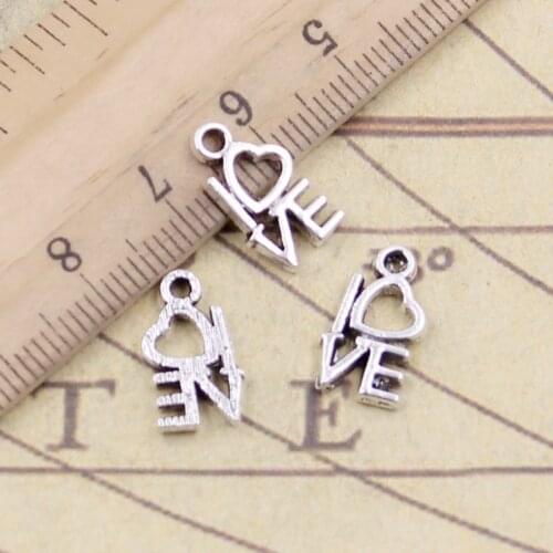 30pcs Charms Love Heart 12x9mm Tibetan Bronze Silver Color Pendants Antique Jewelry Making DIY Handmade Craft