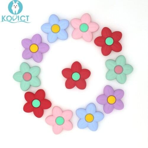 Kovict 4/8 pcs 42mm flower Silicone Beads Animal Baby Teether Infant Teething Bead For DIY Necklace Accessories Toy