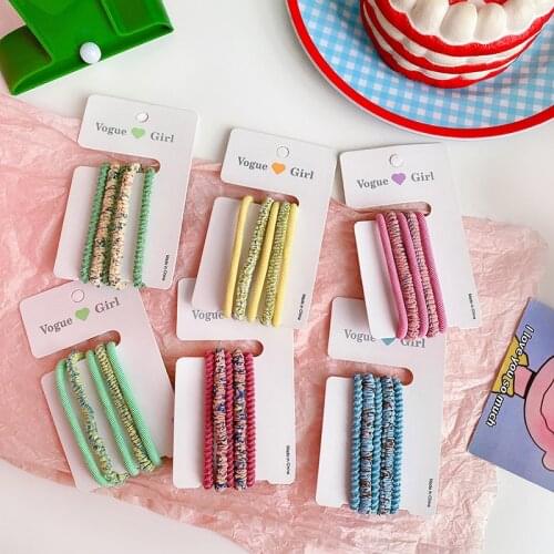 5pcs Summer New Candy-color Hair Ties Sweet Floral Small Fresh Ins Rainbow Hair Accessories Lovely Girl Elastics Rope Hairbands