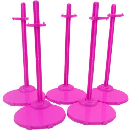 5 Pcs High Quality Plastic Pink Doll Stands Figure Display Holder Prop Up Toy Model for Barbie Doll 12'' Accessories Kid