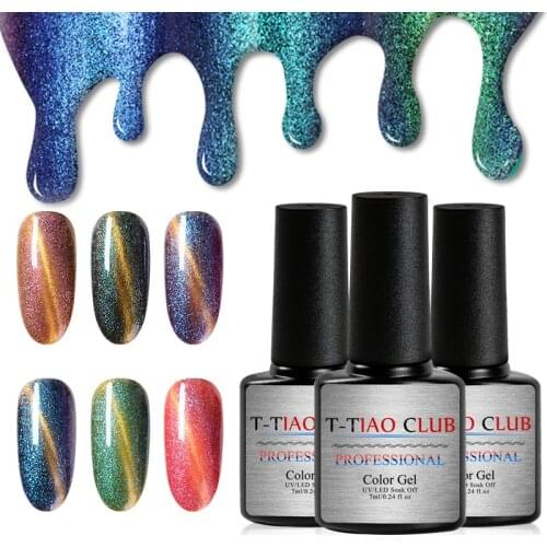 7ml Starry Sky Magnetic Nail Gel Polish 3D Cat Eye Soak Off Sequins UV Gel Nail Art Gel Varnish Manicure Decorations 6 Colors
