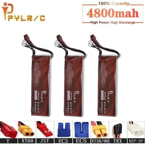 High Rate 7.4v 4800mAh Lipo Battery For RC Helicopter Parts 2s Lithium battery 7.4v 35C RC Cars Airplanes Drones Battery T/XT60