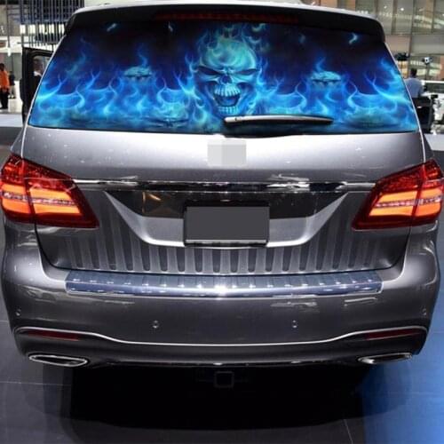 Auto Products Waterproof Car Sticker Flaming Skull Rear Window Graphic Decals Windshield Sun Shading Stickers for The Car Truck