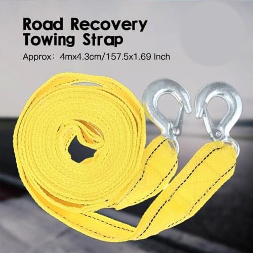 5M 8 Tons Winch Tow Cable Tow Strap Car Towing Rope With Hooks For Heavy Duty Car Emergency Off Road Emergency Tow Rope Yellow