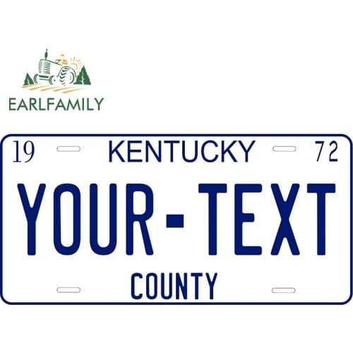 EARLFAMILY 25cm x 12.1cm for Kentucky License Plate Vinyl Car Stickers Motorcycle Helmet Scratch-proof Window Trunk Decal