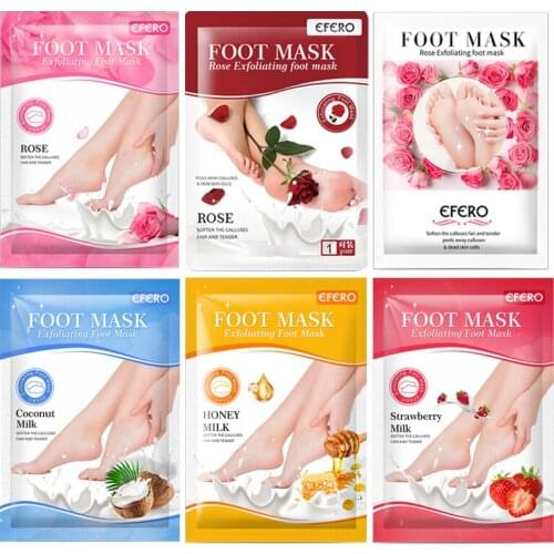 EFERO 6Pack Whitening Foot Mask Honey Rose Moisturizing Anti-drying Foot Peeling Mask Pedicure Socks Exfoliating Feet Mask