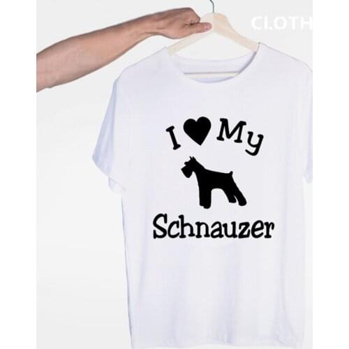 I Love My Dog Schnauzer Heartbeat Animal Lover T-shirt O-Neck Short Sleeves Summer Casual Fashion Unisex Men And Women Tshirt