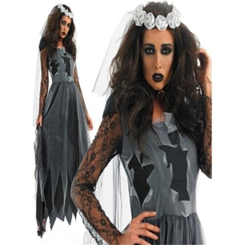 Hot sale Dark Ghost Bride Sexy Cosplay Halloween Costume Zombie Dress Female Devil Cosplay for Adults