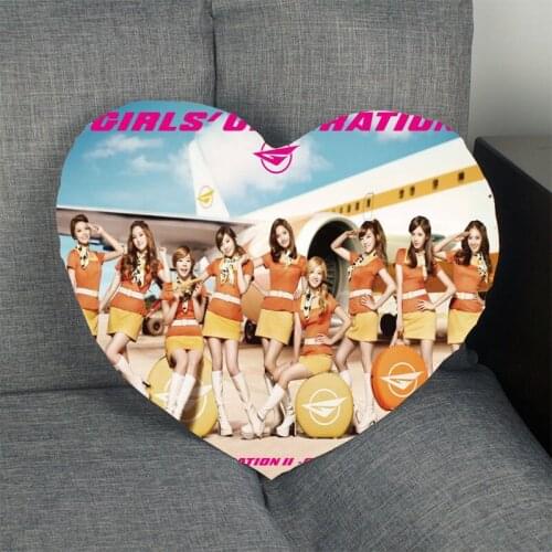 Kpop Pillow Case Girls' Generation Heart Shape Satin Fabric Pillow Cover For Home Bedroom Wedding Decorate Pillow Cases
