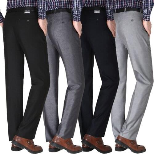 Summer New Mens trousers High waist Loose Business Casual Suit pants Thin section non-iron professional dress trousers