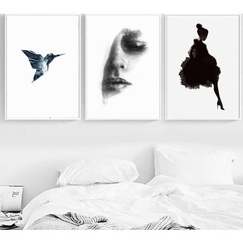 Tropical Plant Leaf Painting Nordic Minimalist Woman Model Fashion Art Poster Wall Art Canvas Painting Picture for Kids Room