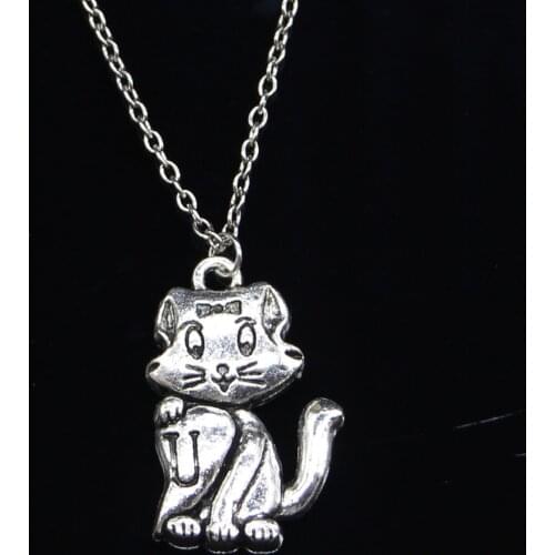 New Fashion Necklace 21x33mm cat Pendants Short Long Women Men Colar Gift Jewelry Choker