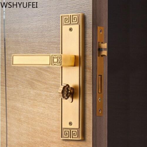 WSHYUFEI New Chinese indoor door locks with key Bedroom Zinc alloy Door Lock Solid Silent Anti-theft Hardware Accessories