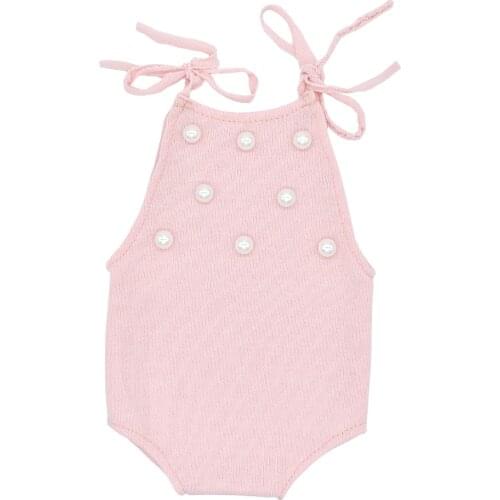 OkayMom Newborn Photography Props INS Baby Lace Romper Jumpsuit Infant Photo Shoot Accessories Pearl Costumes For Baby Girl 0-3M