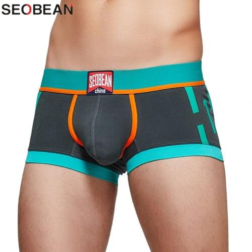 SEOBEAN NEW Mens Boxers Cotton Underwear Men Panties Sexy Boxer Shorts Low-rise Boxer for Man