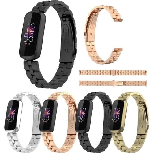 Silver Metal Strap for Fitbit Luxe Band Adjustable Stainless Steel Bracelet Replacement Strap Wristbands for Women Men