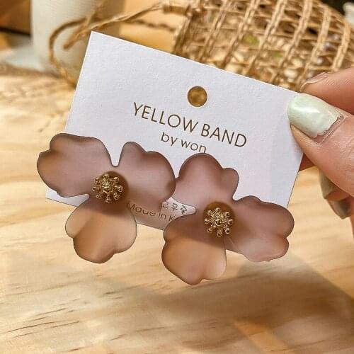 White Dark Red Flower Stud Earrings For Women Elegant Fashion Shopping Jewelry Europe and America