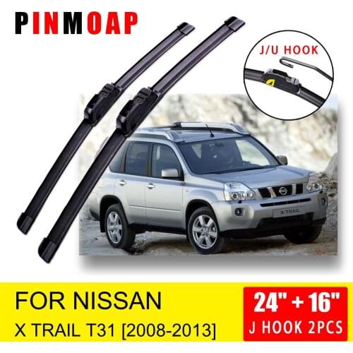 For Nissan X-Trail T31 2008 2009 2010 2011 2012 2013 Front Windscreen Wipers Blades Brushes Cutter U J Hook