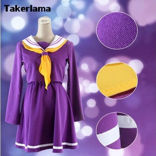 Takerlama NO GAME NO LIFE Shiro School Uniforms Cosplay Costume Dress Cosplay Clothes Purple Hero Sailor Suit Costume