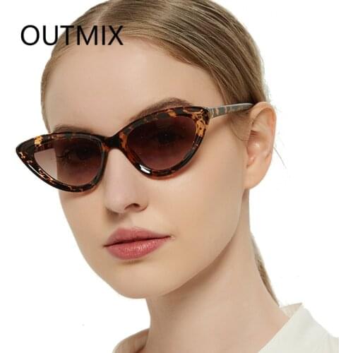 OUTMIX Fashion Small Cat Eye Sunglasses Women Cateye Design Ladies Sun Glasses Cute Sexy Triangular Sunglass Oculos De Sol