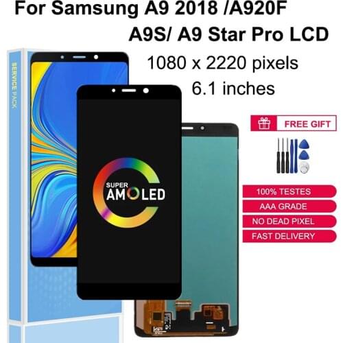 Super AMOLED LCD For Samsung Galaxy A9 2018 A9s A9 Star Pro SM-A920F/DS LCD Display Touch Screen Replacement Parts Digitizer
