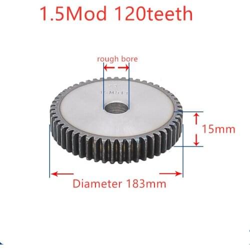 1.5mod gear pinion 120teeth 120 teeth blank hole spur gear precision machinery industry 45 steel gear pinion frequency hardening