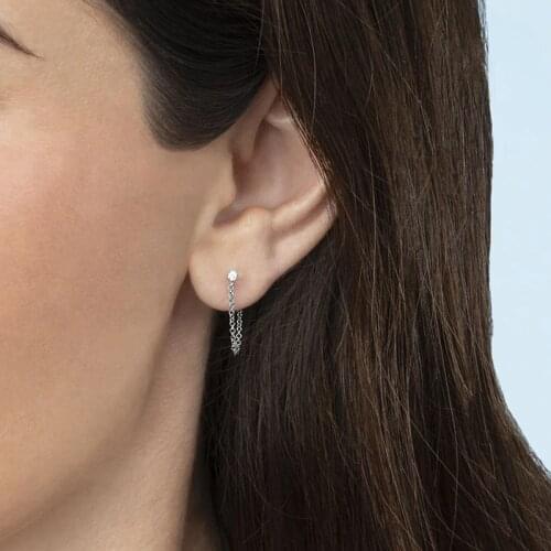 1pcs Silver Color Long Tassel Chain Earrings For Women 2020 Trendy crystal tiny Stud Earrings Ear Piercing Party Jewelry Gift