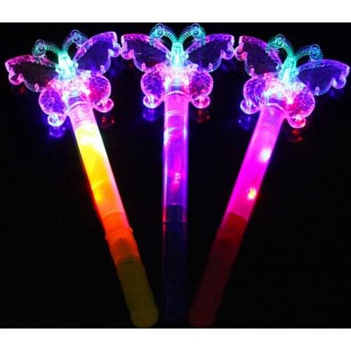 1pcs Fun LED Flashing Stick Fairy Princess Magic Wand Sticks Butterfly Children Girl Party Favor Gift Cosplay Accessories