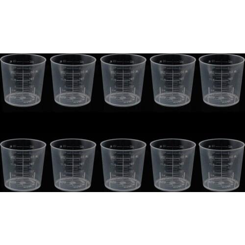 10pcs 60ml Plastic Transparent Measuring Cups with Scale Surface Liquid Container Kitchen Tool Supplies