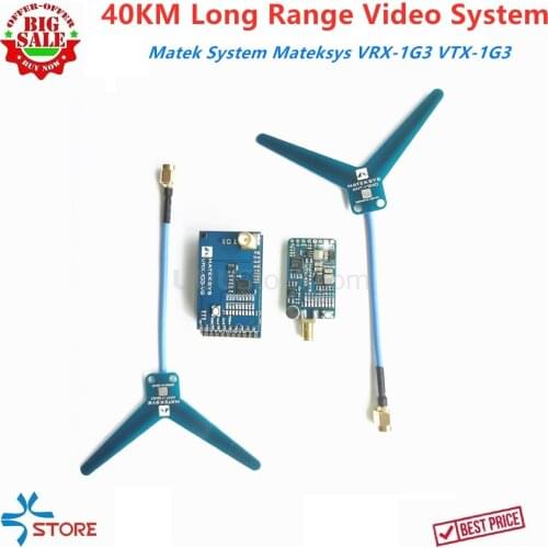 40KM Matek System Mateksys VRX-1G3 VTX-1G3 1.3GHz FPV 2CH-9CH 630mW Video Transmitter Wid Band Receiver RC Drone Long Range