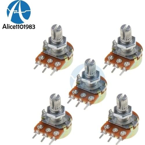 5Pcs WH148 B1K Linear Potentiometer 3Pin 1/2W Knurled Shaft With Nuts And Washers Ohm Linear Taper Rotary Potentiometers b1k OHM