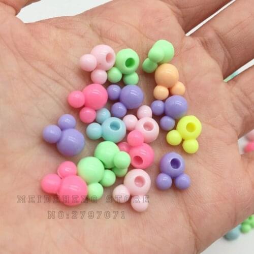Acrylic Single hole DIY Mickey head Craft Beads For Jewelry Making Baby Hair rope connection Needlework Accessory Meideheng