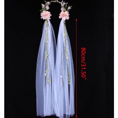 Baroque Rose Head Veil Hand Woven White Bride Wedding Dress Women Lady Wreath Headdress
