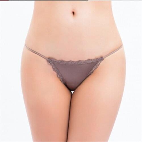 Ice silk mid-waist seamless underwear, pure cotton inner, breathable sexy ladies thong