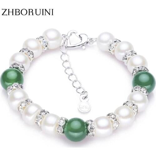 ZHBORUINI Fashion Charm Bracelet Natural Freshwater Pearl Jewelry 925 Sterling Silver Natural Pearl Bracelet Wedding Gift