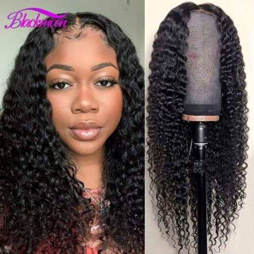 Brazilian T Part Lace Wig Deep Curly 4x4 Lace Closure Wig Pre Plucked 13x1 Deep Wave Remy Human Hair 180 Density Natural Color