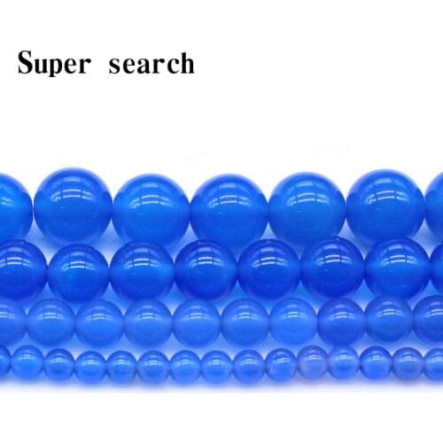 Wholesale Blue Chalcedony agat Natural Stone Beads For Jewelry Making DIY Bracelet Necklace6 /8 / 10MM Strand 15