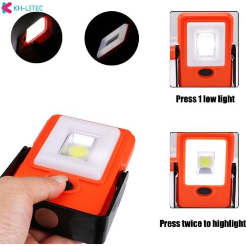 COB LED Flashlight 3*AA Work Light 180°Inspection Lamp 2 Modes Red/Orange Emergency Torch light Portable Camping Car repair Tent