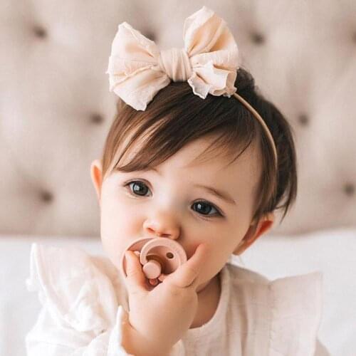 Yuxic Big Bow Baby Headbands Soft Lace Nylon Baby Girl Hairband Newborn Princess Head Wrap Infant Hairbows