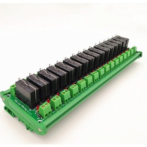 DIN Rail Mount 16 SPDT 16A Power Relay Interface Module,G5RL-1-E 24VDC Relay