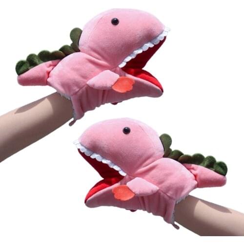 Adult Kids Lovely Cartoon Dinosaur Gloves Plush Toys Winter Thicken Lining Thermal Warm Full Finger Mittens Animal Cosplay Party