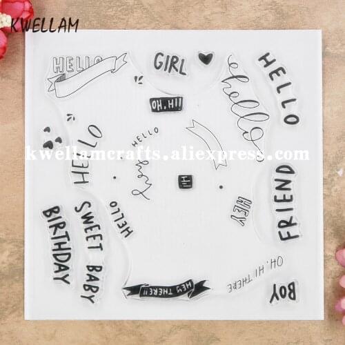 Hello Sweet Baby Boy Girl Birthday Scrapbook photo cards rubber stamp clear stamp transparent stamp 9060517