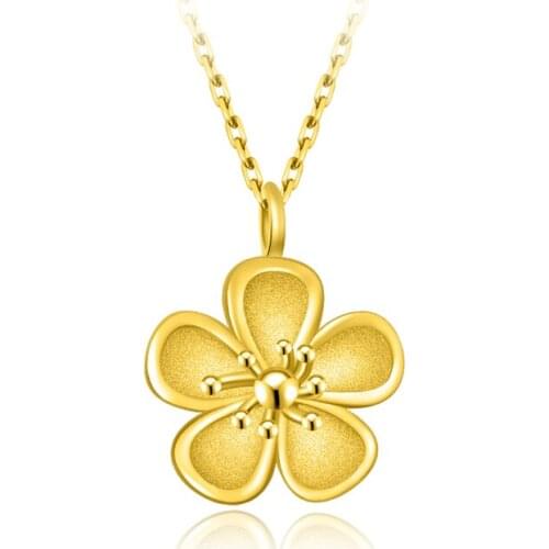 Pure 24K Yellow Gold Pendant Women 999 Gold Flower Necklace Pendant