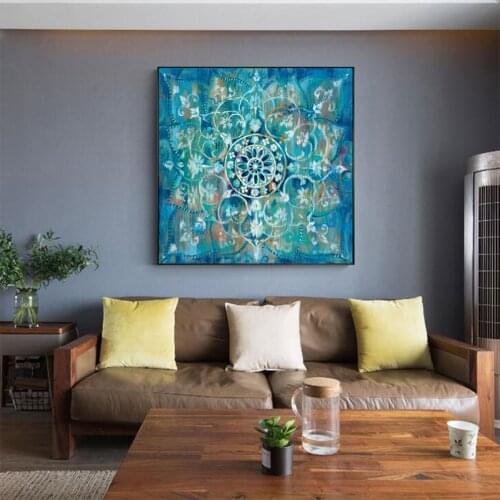 MUTU Abstract Mandala Flower Wall Posters And Prints Large Size Bright Color Modern Flower Canvas Painting Pictures Home Decor