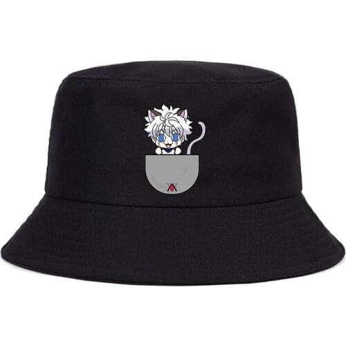 Kawaii Hunter X Hunter Summer Hat Women Men Panama Bucket Cap The Design Flat Visor Fisherman Hat HaKillua Zoldyck Anime Hat