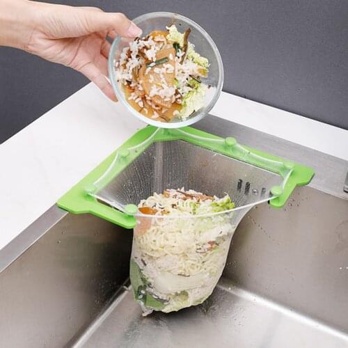 Hanging Net Filter Bag Multi-Purpose Triangle Drainage Rack Sink Leftovers Filter Anti-blocking Funnel Household Kitchen Tool